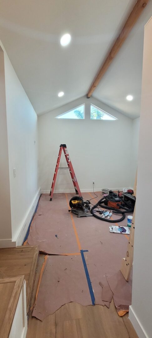 Room under renovation with ladder