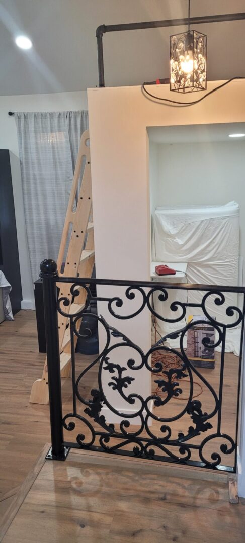 Elegant room corner with ornate railing